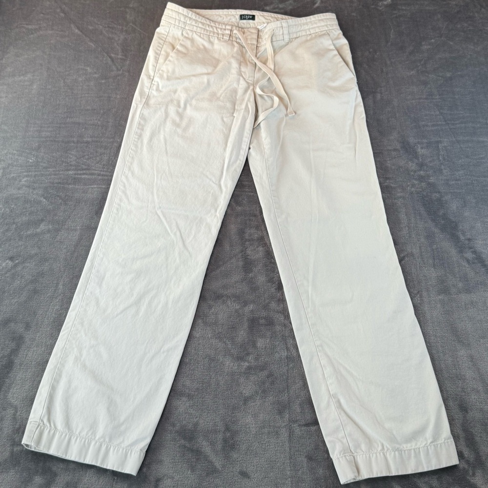 J Crew Women's Pants in Khaki Tie Waist Size 4 100% Cotton‎
